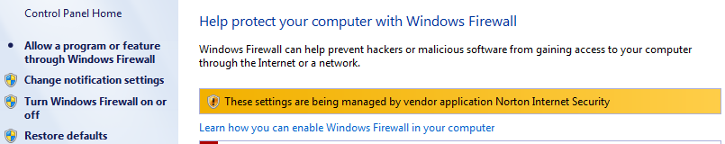 Check that Windows Firewall is off
